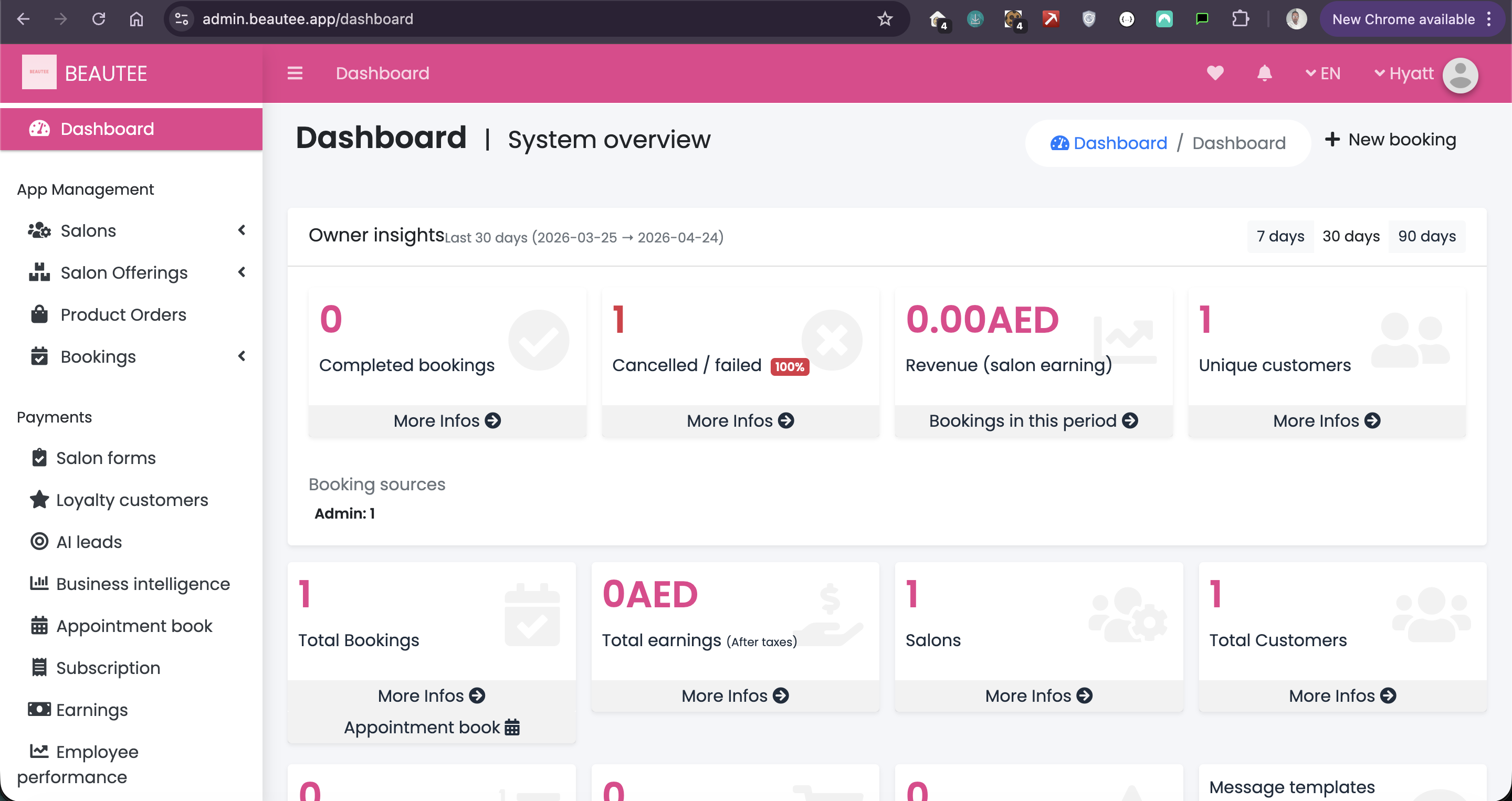 Partner dashboard preview